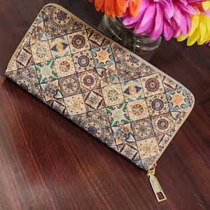Vegan Leather wallet for Woman vintage print.